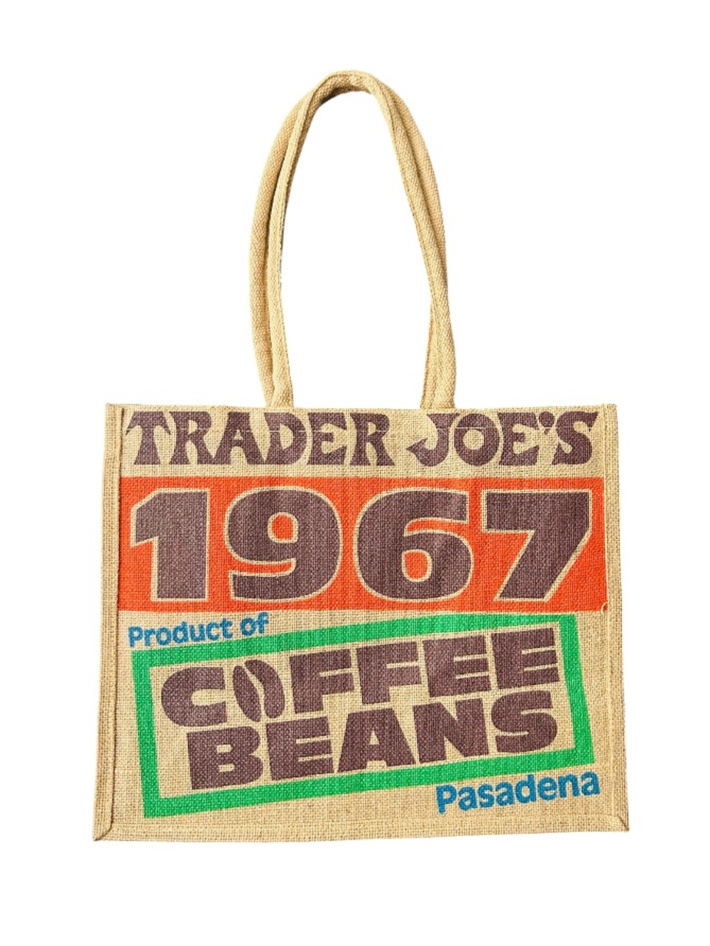 ☕️ Trader Joe’s 1967 Coffee Bean Natural Jute Tote NWT View 3